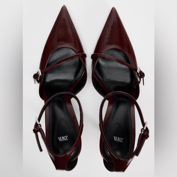 FAUX PATENT LEATHER HEELED SHOES
BURGUNDY RED 1/1203/410/022/41 size 10 US / 41 - Picture 2 of 5